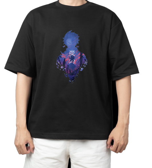 Anime Demon slayer nezuko tanjiro t- shirt Oversize Black 2