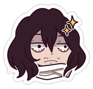 My Hero Academia Shota Aizawa Eraserhead Chibi Anime Aesthetic Sticker, Cute Tired Hero Art Decal with Sparkles for Laptop, Water Bottles, Journaling, Scrapbooking, and Planners