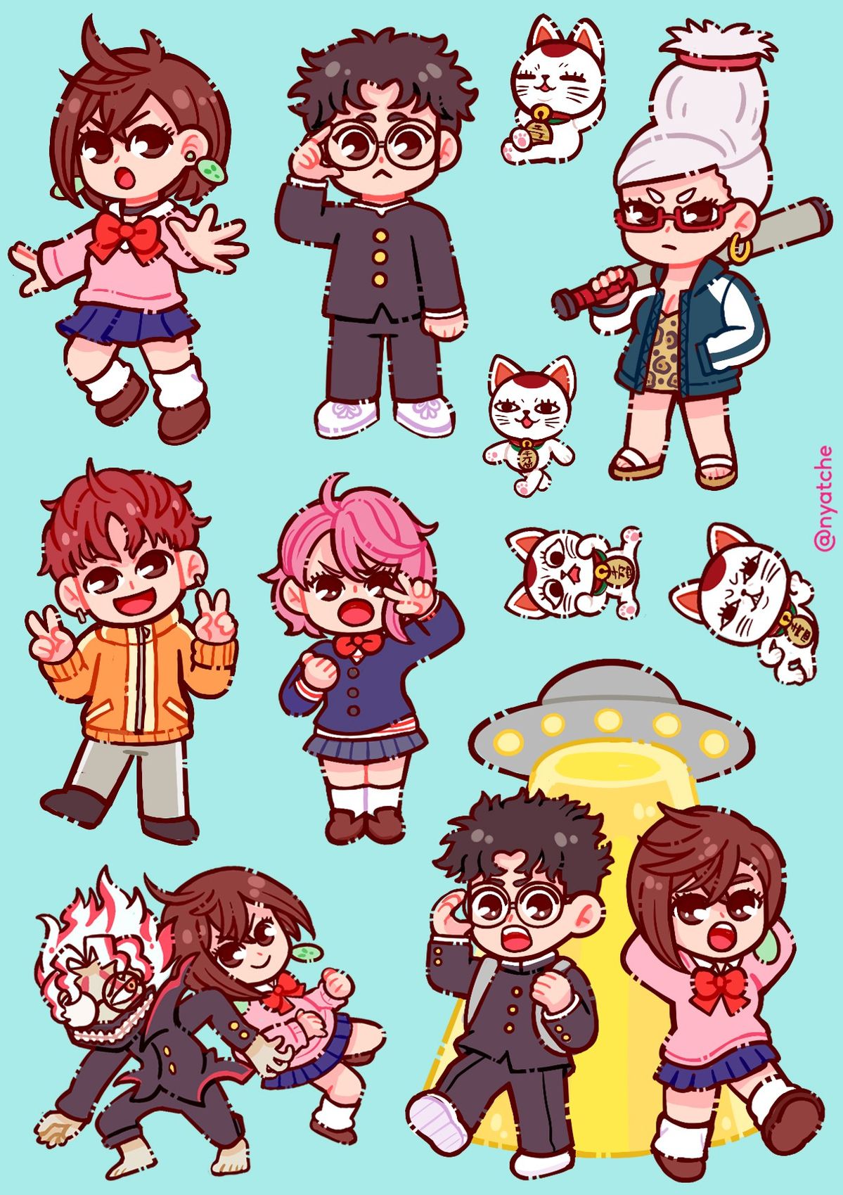 Dandadan Anime Characters Chibi Stickers Pack, Cute Momo, Okarun, UFO, and Sci-Fi Theme Aesthetic Stickers for Journaling, Scrapbooking, Water Bottles, Laptop, and Planner Decals