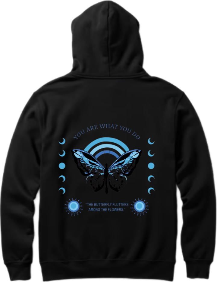 butterflies Oversize Hoodie Black Back 30