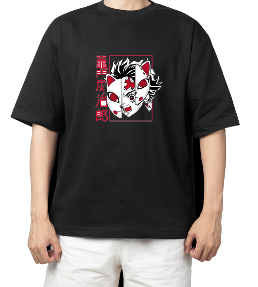 Anime Demon slayer nezuko tanjiro t- shirt Oversize Black 30