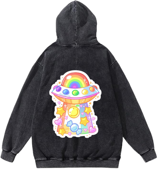 aliens Oversize Hoodie Washed gray Back 30