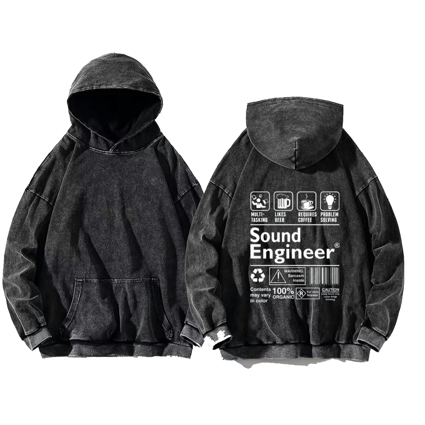 Sound Engineer oversize hoodie Washed back 132