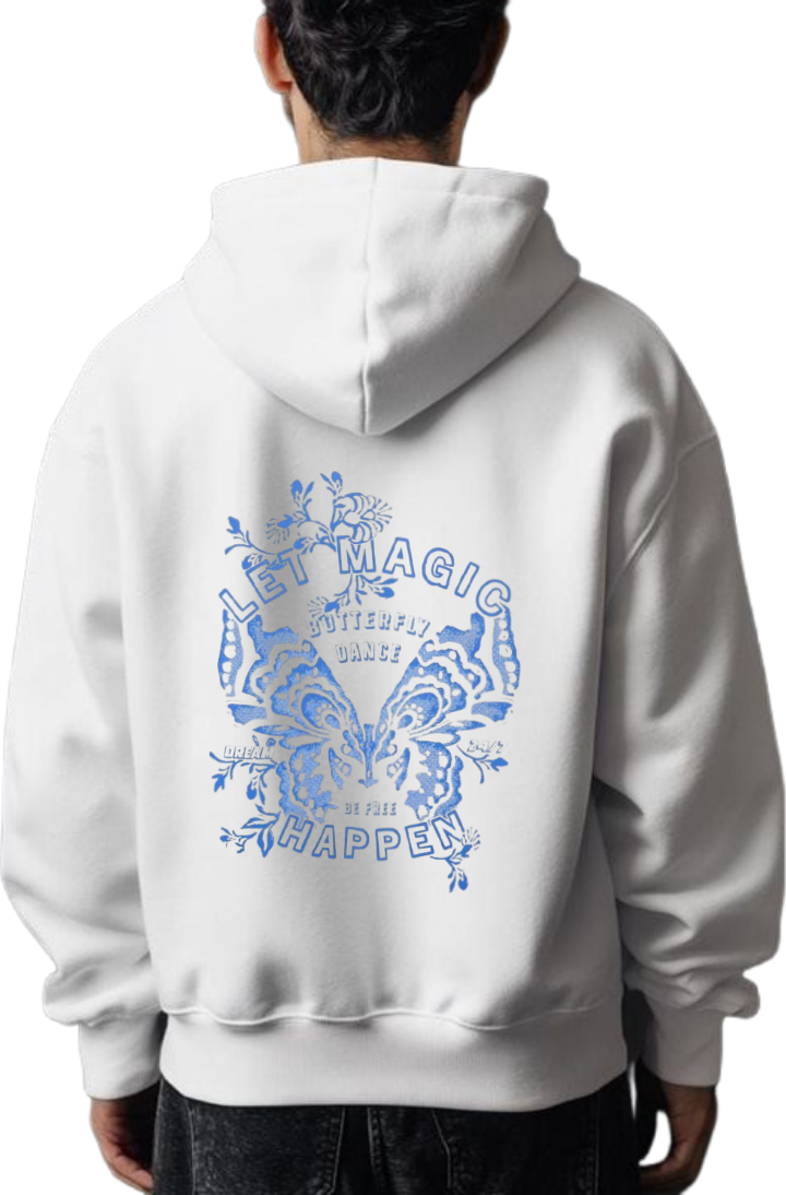 butterflies Oversize Hoodie White Back 30