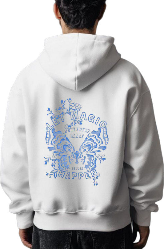 butterflies Oversize Hoodie White Back 30