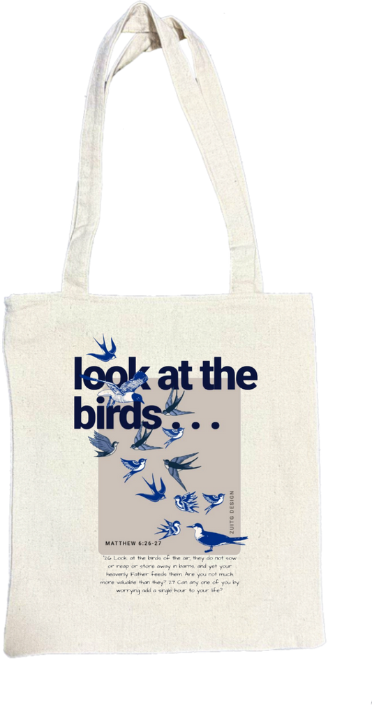 look at the birds tote bag beige 170