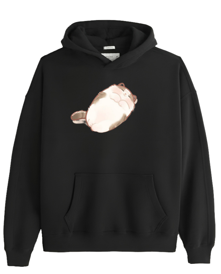 cat Oversize Hoodie Black 30