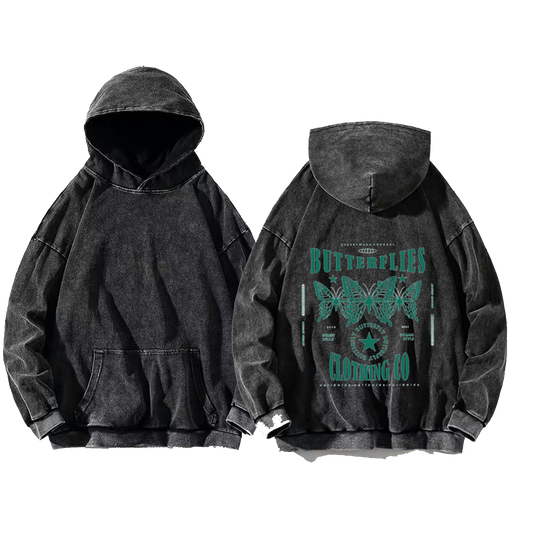 BUTTERFLIES BUTY CLOMING CO One Size hoodie Washed Back 30