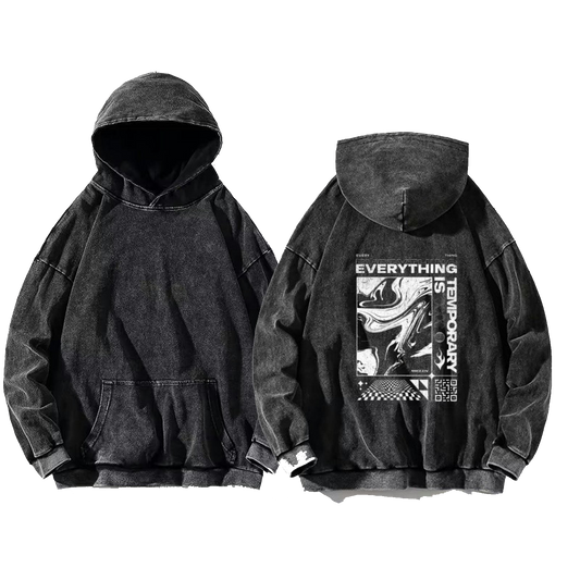 EVERYTHING IS TEMPORARY Back text oversize hoodie Washed back 30