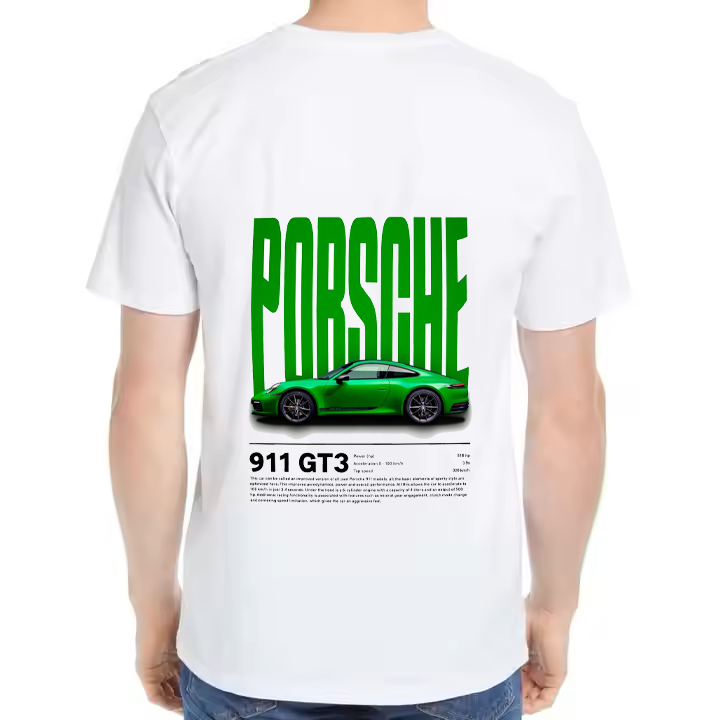Porsche 911 GT3 Car t- shirt One Size White Back 30