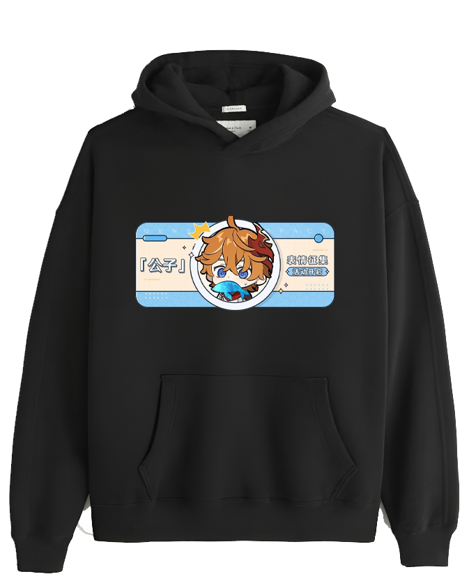 Genshin Impact Tartaglia Over Size hoodie Black 30