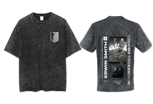 Anime Attack on titan shingeki no kyojin eren levi mikasa Aot Oversize t- shirt Washd acid back 30