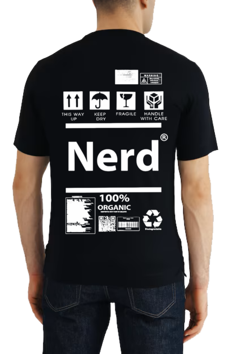 Nerd Back text One Size t- shirt Black Back 143
