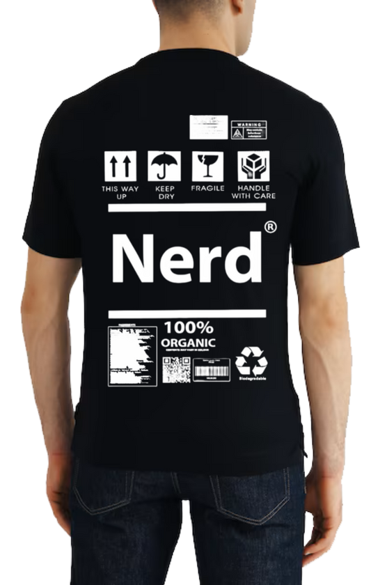 Nerd Back text One Size t- shirt Black Back 143