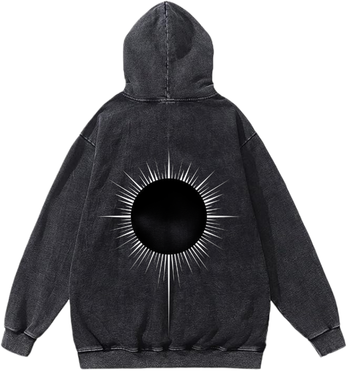 Goth Oversize  Hoodie Washed gray Back 30
