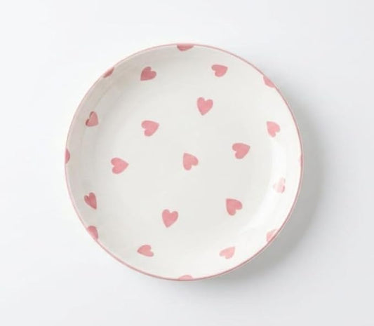 Pink Heart Ceramic Dinner Plate, Cute Aesthetic Dessert & Salad Plate, Sweet Heart Pattern Serving Dish for Home, Kitchen, and Gifts