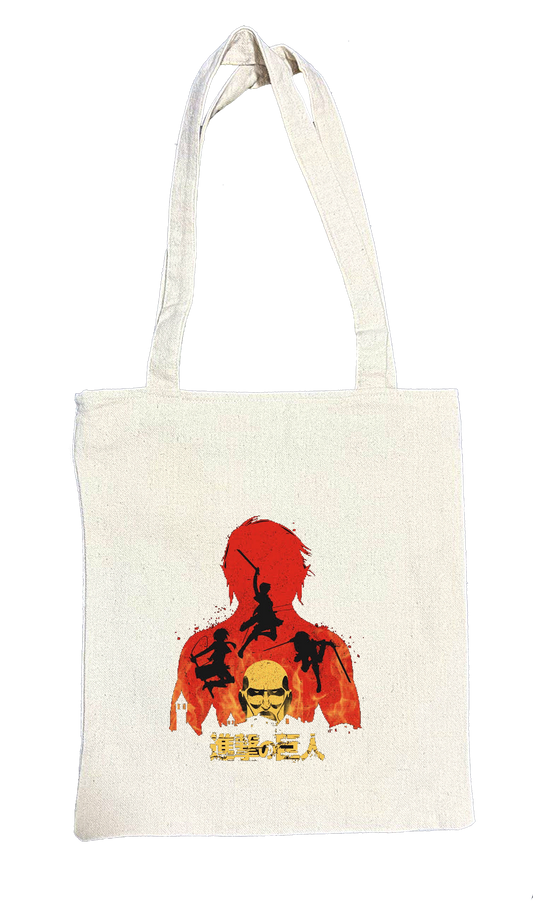 Anime Attack on titan shingeki no kyojin Aot biege tote bag 30