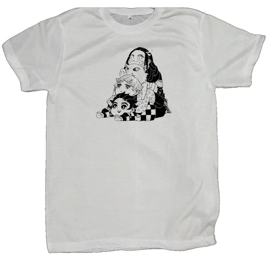 Anime Demon slayer nezuko tanjiro t- shirt fit White 30