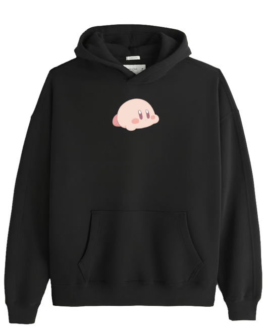 Cute Pink Anime Kirby Character Graphic Hoodie for Women and Men, Kawaii Cartoon Black Pullover Sweatshirt 31