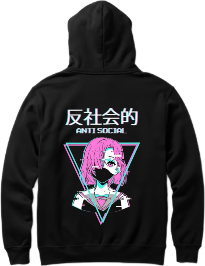 ANTI SOCIAL  One Size hoodie Black Back 31