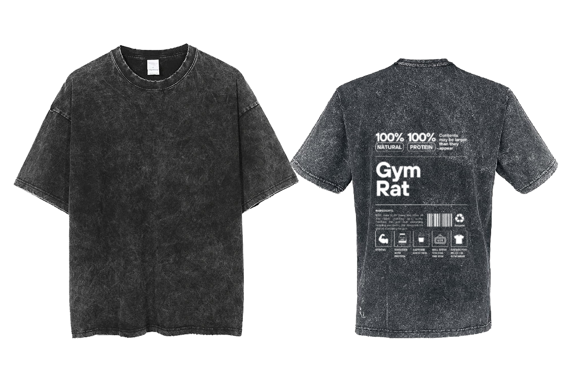 Gym Rat Back text One Size t- shirt Washed Back 31