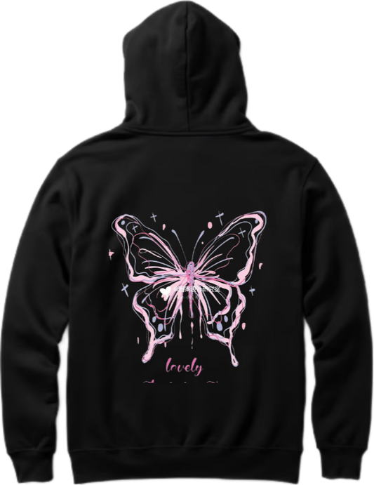 butterflies Oversize Hoodie Black Back 31