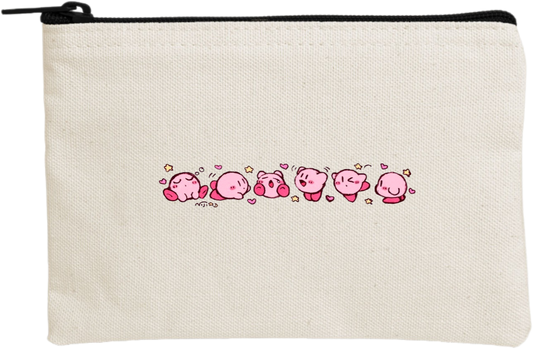 Kawaii Cute Kirby Canvas Makeup Pouch, Aesthetic Pink Anime Character Small Zipper Makeup Bag, Pencil Case, Travel Toiletry Pouch for Women and Girls 31
