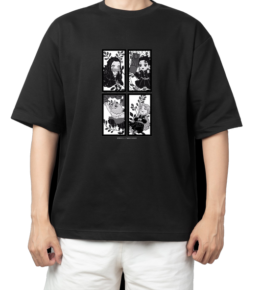 Anime Demon slayer nezuko tanjiro t- shirt Oversize Black 31