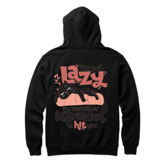 Lazy Cat One Size hoodie Black Back 31