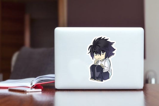 "Death Note L Lawliet Anime Sticker, Waterproof Vinyl Detective Decal for Laptop, Water Bottle, Hydro Flask, Skateboard, Luggage, Kawaii Thriller Anime Merchandise Gifts