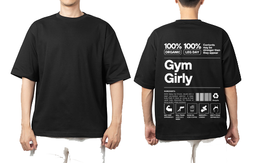 Gym Girly Back text One Size t- shirt Black Back 27
