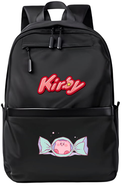 Kirby Backpack for Kids Teens, Cute Anime Cartoon Black School Bag, Casual Daypack Travel Bookbag for Boys and Girls 31