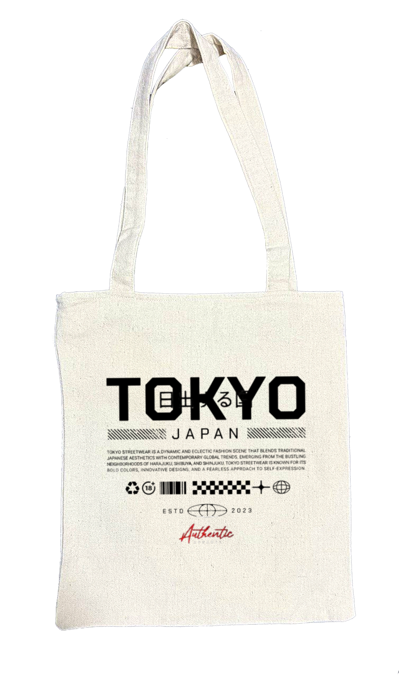 TOKYO Back text tote bag beige 32