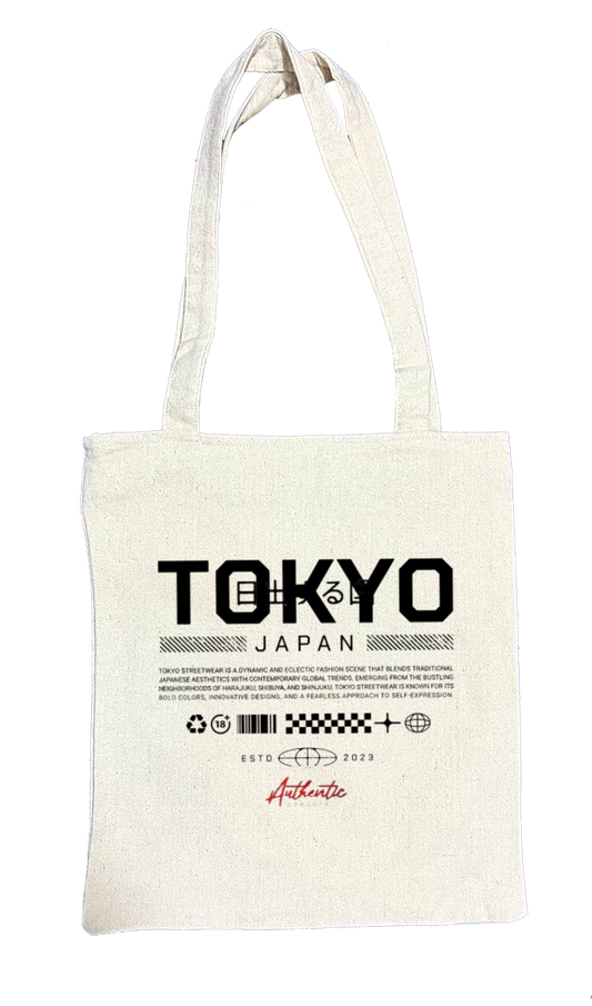 TOKYO Back text tote bag beige 32