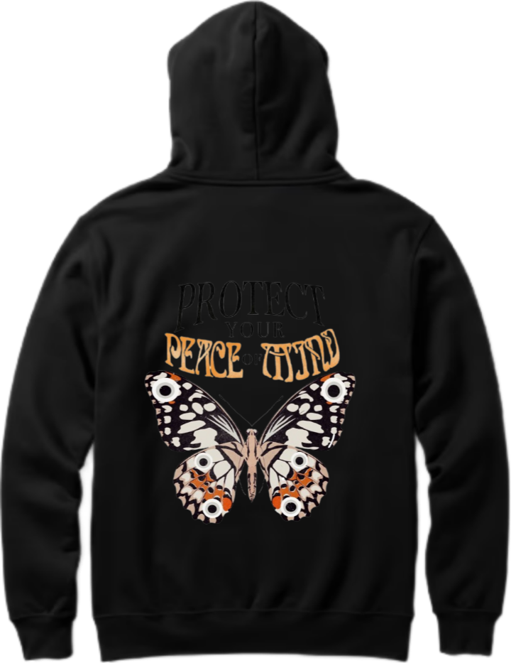 butterflies Oversize Hoodie Black Back 32