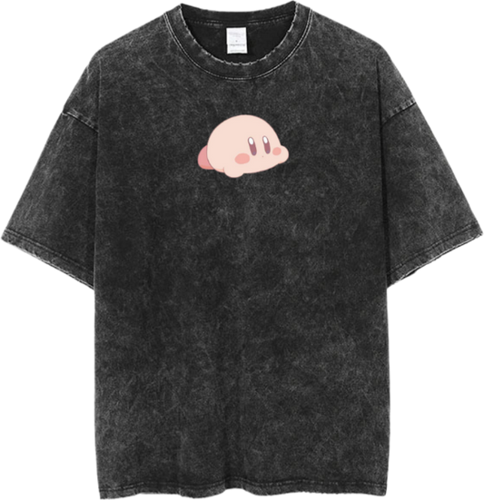 Vintage Washed Kirby Anime Graphic T-Shirt, Kawaii Y2K Aesthetic Grunge Tee, Casual Oversized Short Sleeve Top 32