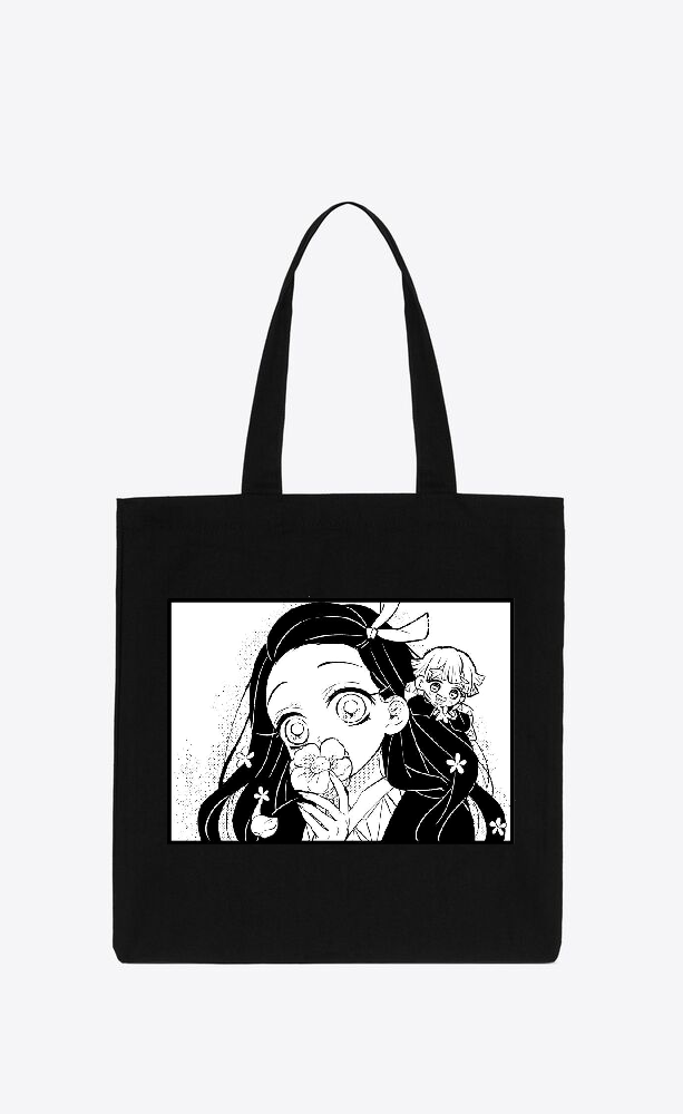 Anime Demon slayer nezuko tanjiro tote bag Black 32