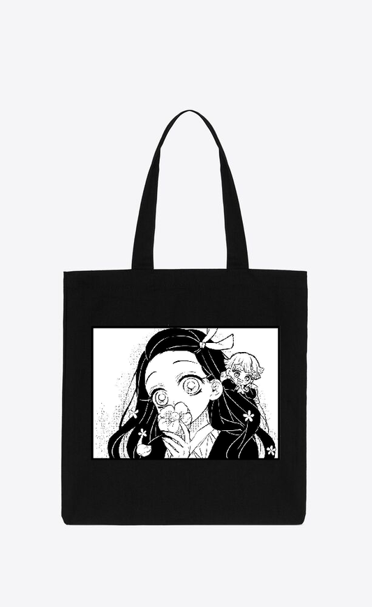 Anime Demon slayer nezuko tanjiro tote bag Black 32