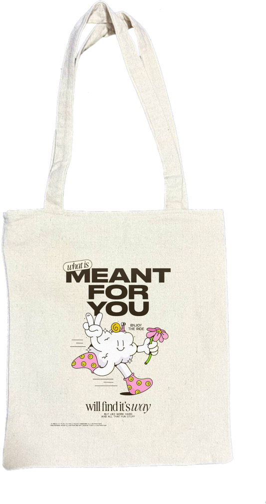 what is MEANT FOR YOU tote bag beige 32