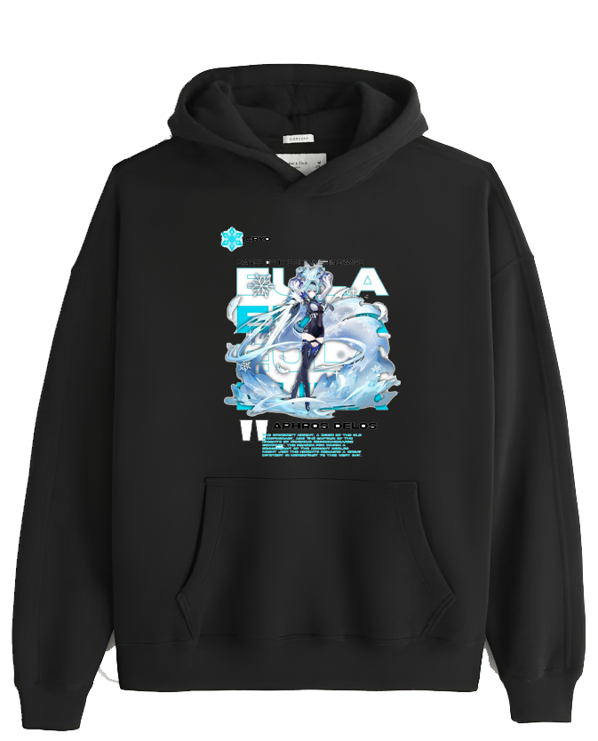 Genshin Impact Eula Over Size hoodie Black 32