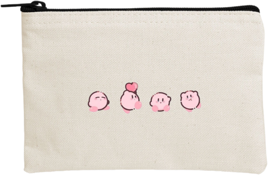 Kawaii Cute Kirby Canvas Makeup Pouch, Aesthetic Pink Anime Character Small Zipper Makeup Bag, Pencil Case, Travel Toiletry Pouch for Women and Girls 32