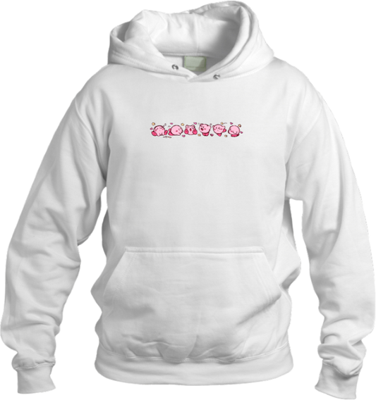 Cute Pink Anime Kirby Character Graphic Hoodie for Women and Men, Kawaii Cartoon White Pullover Sweatshirt 32