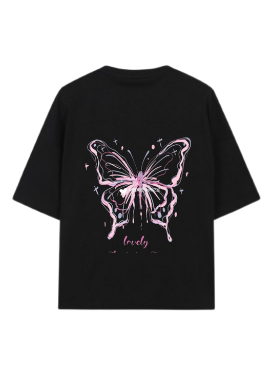 butterflies t- shirt Black Back 32