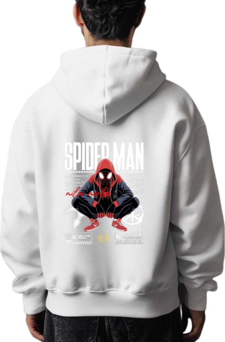 Spiderman One Size hoodie White Back 32