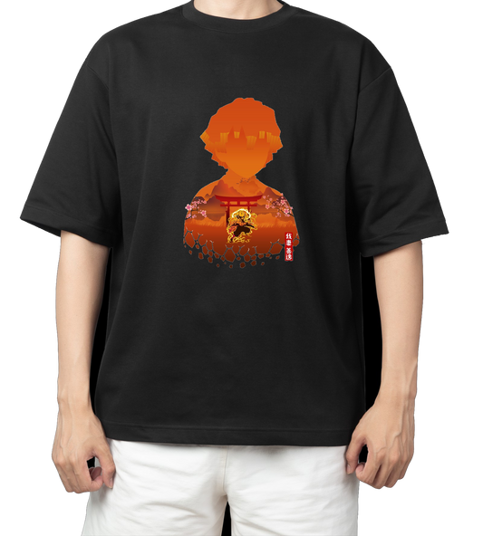 Anime Demon slayer nezuko tanjiro t- shirt Oversize Black 32