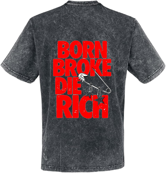 BORN BROKE DJE RICH t- shirt One Size Washed Back 33