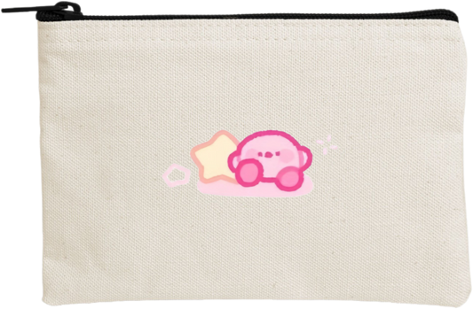 Kawaii Cute Kirby Canvas Makeup Pouch, Aesthetic Pink Anime Character Small Zipper Makeup Bag, Pencil Case, Travel Toiletry Pouch for Women and Girls 33