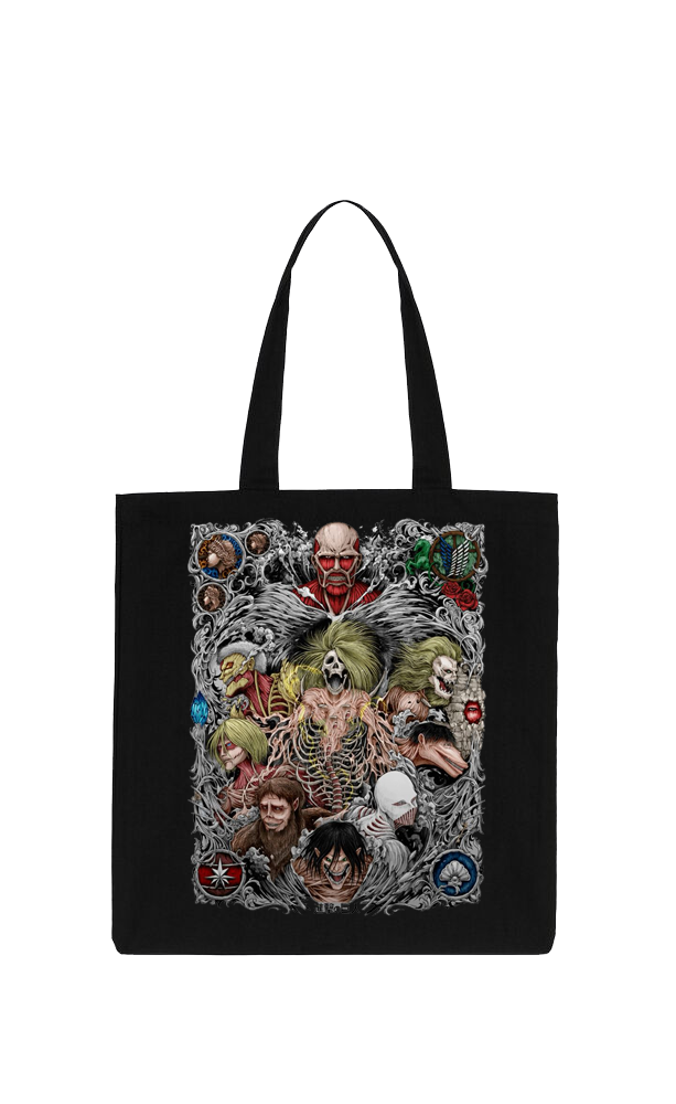Anime Attack on titan shingeki no kyojin Aot Black tote bag 32