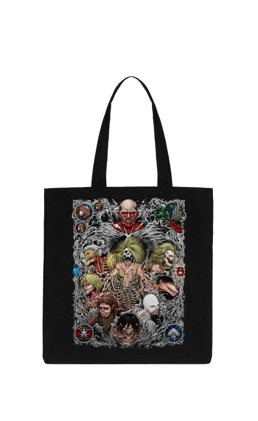 Anime Attack on titan shingeki no kyojin Aot Black tote bag 32