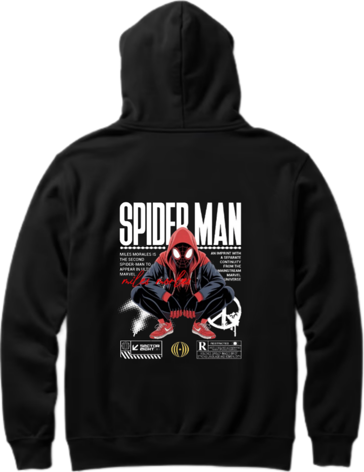 Spiderman One Size hoodie Black Back 33